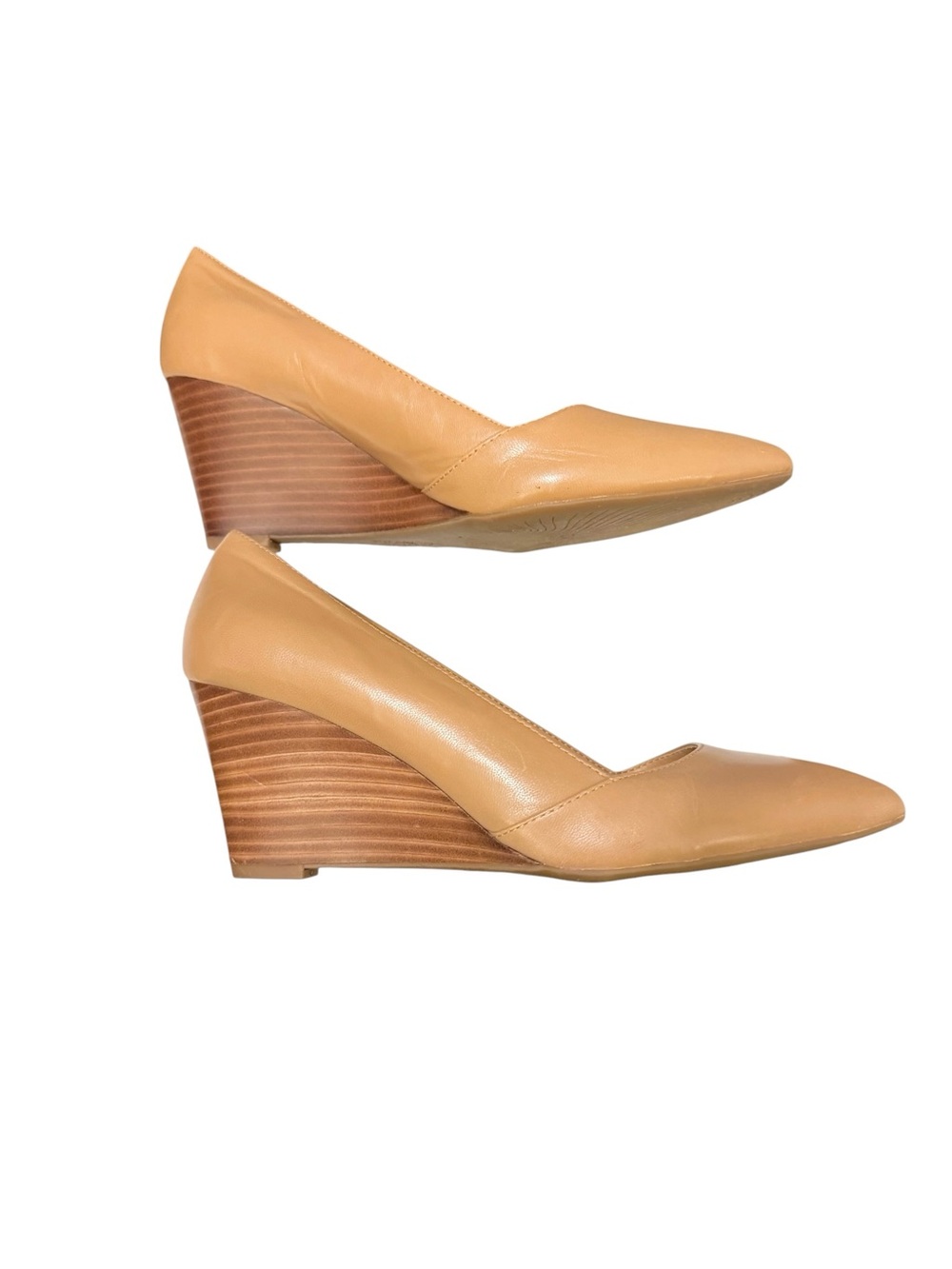 Franco Sarto Wedge Pump - Tan Leather Women's Heels - Picture 5 of 8